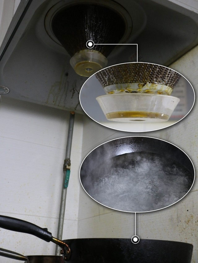 利用其水蒸汽對中式油煙機濾網(wǎng)和機罩下部進行熏蒸